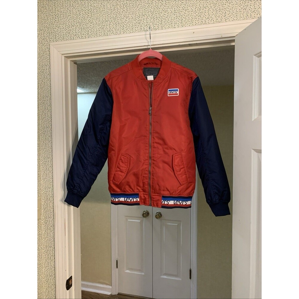 Levi’s Bomber Jacket Coat Boys Size 12-13 Years Red White Blue Vintage